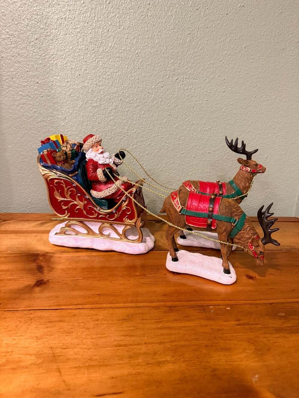 Light-Up Santa Sleigh Reindeer Christmas Holiday Tabletop Decoration